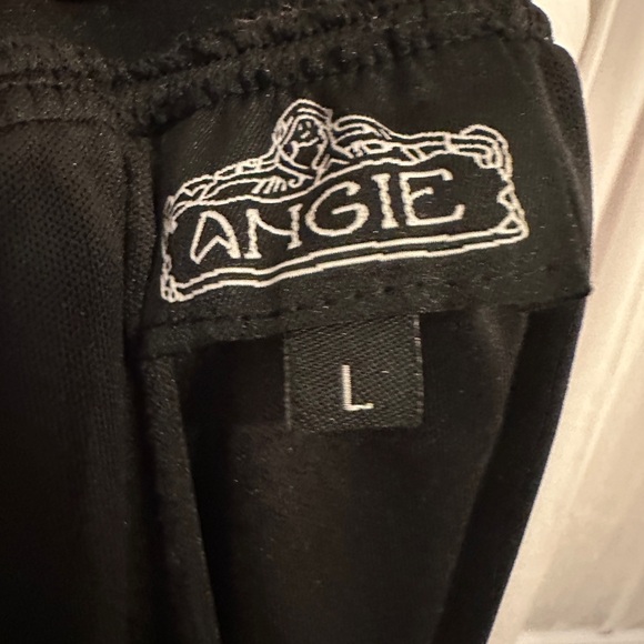 Angie Black and Silver Colorblock Elastic Waist Pleated Midi Skirt Size Large - Picture 7 of 7